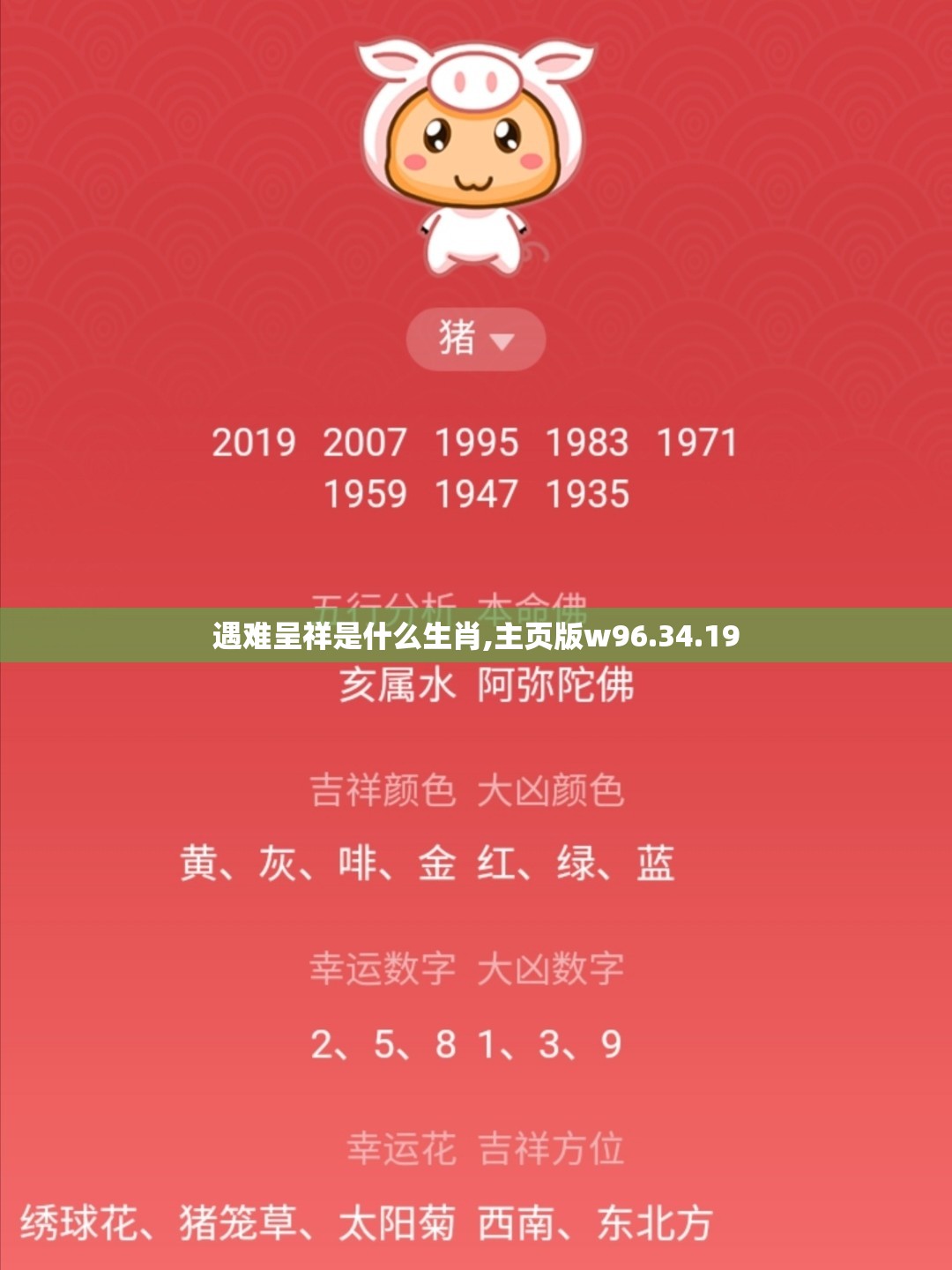 遇难呈祥是什么生肖,主页版w96.34.19