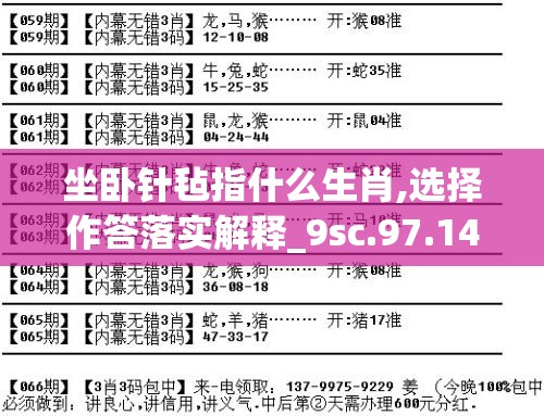 坐卧针毡指什么生肖,选择作答落实解释_9sc.97.14